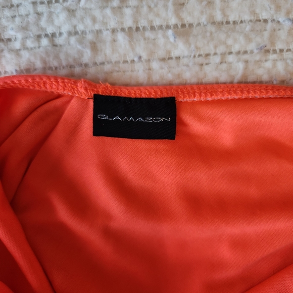 GLAMAZON, Bright Orange Prom Dress Gown, Size XS/Small - Picture 6 of 6